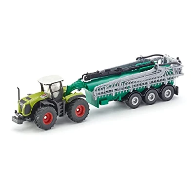 Abbildung von siku 1827, Claas Xerion Traktor mit Fasswagen, 1:87, Metall/Kunststoff, Grün, Ausschwenkbarer Schleppschlauchverteiler