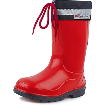 Abbildung von Ladeheid Kinder Gummistiefel mit Stulpe Regenstiefel für Jungen und Mädchen LA 972 (Rot/Schwarz, 30 EU)