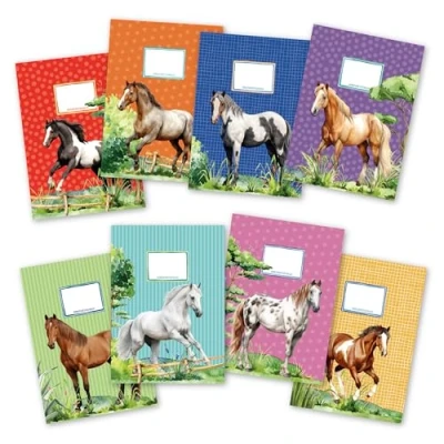 Abbildung von Papierdrachen 8 hochwertige Heftumschläge aus Papier für Kinder A4 Motiv Pferde Heftschoner ideal die Schule Heftumschlag 250g/m² Set Nummer 19
