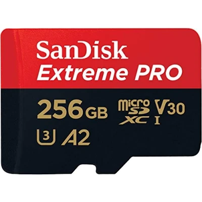 Abbildung von SanDisk Extreme PRO microSDXC UHS I Speicherkarte 256 GB + Adapter &amp; RescuePRO Deluxe (Für Smartphones, Actionkameras oder Drohnen, A2, Class 10, V30, U3, 200 MB/s Übertragung)