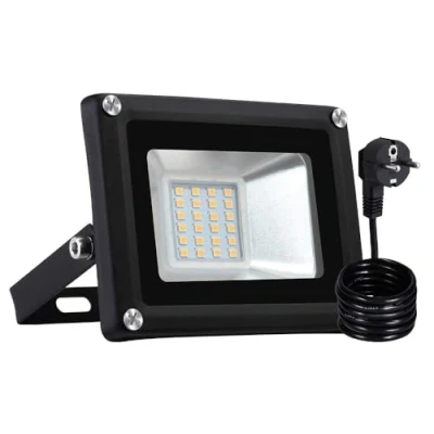 Abbildung von LED Strahler, Fluter IP65 wasserdicht Außenstrahler Flutlichtstrahler Aluminium Scheinwerfer Licht 3000K,EU Stecker, ideale Wandleuchte für Garten, Sportplatz[Energieklasse A+] (20W Warmweiß)