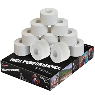 Abbildung von ALPIDEX 12 Rollen Sport Tape Set 3,8 cm x 10 m Gelenk Tapeverband Viele Farben Reißbares Unelastisches Sporttape Hautfreundlich Handball Fußball Volleyball, Farbe:weiß