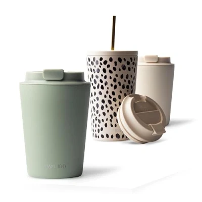 Abbildung von MAMEIDO Thermobecher 350ml, 470ml &amp; 700ml dichter Kaffeebecher to go aus Edelstahl doppelwandig isoliert, auslaufsicher Coffee Becher warmhaltend (Desert Sage, 0,35l)