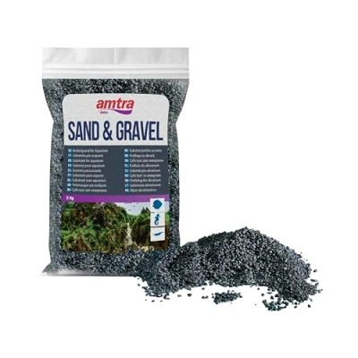 Abbildung von Amtra Black Ceramized Quartz Feiner Quarz Aquariumsand, für Süß oder Salzwasser, 2 3 mm Körnung, Menge kg