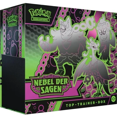 Abbildung von Pokémon Sammelkartenspiel: Top Trainer Box Karmesin &amp; Purpur Nebel der Sagen (1 Vollbild Promokarte mit Infamomo, 9 Boosterpacks Premium Zubehör)