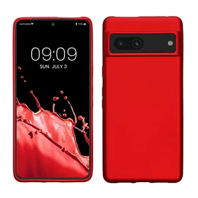Abbildung von kwmobile Case kompatibel mit Google Pixel 7 Hülle Schutzhülle aus Silikon metallisch schimmernd Handyhülle Metallic Dunkelrot