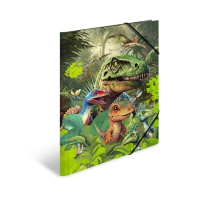 Abbildung von HERMA Sammelmappen A3 Dinosaurier Set, 3 Stück, Kinder Eckspanner Mappen aus Pappe mit Tier Dino Motiv, Gummizug, Innenklappen und Innendruck für Jungen Mädchen