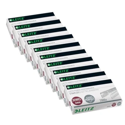 Abbildung von Leitz Juwel Heftklammern 4 mm, 10x Box mit je 2000 Stück, Verzinkt, 56400000