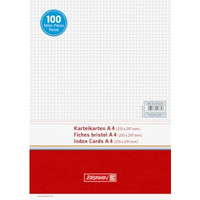 Abbildung von Brunnen 102240200 Karteikarte (A4 kariert, 100 Stück, eingeschweißt) weiß
