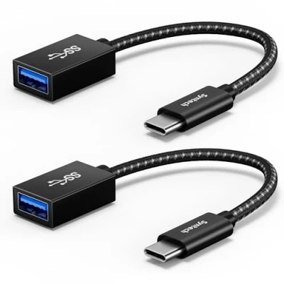 Abbildung von Syntech USB C auf Adapter (2 Stücke), Type A 3.0 Kabel, Thunderbolt 3 to OTG Kompatibel mit iPhone 15 Pro Max, MacBook 2020, Galaxy S9, iPad Air 4, Dell XPS