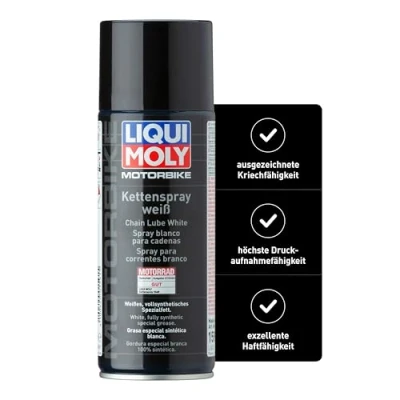 Abbildung von LIQUI MOLY Motorbike Kettenspray weiß 400 ml Motorrad Haftschmierstoff ohne Kupfer Art. Nr.: 1591, farblos