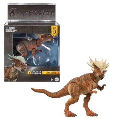 Abbildung von Mattel Jurassic World Hammond Collection mit Menschen und Dinosaurier Actionfigur, Atrociraptor Tiger, Premium Film Design Glasaugen &amp; 14 Gelenkpunkte, JDJ10