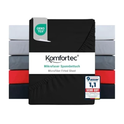Abbildung von Komfortec Spannbettlaken 160x200 cm aus Gebürstete Mikrofaser Schwarz