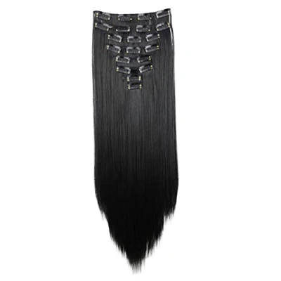 Abbildung von CAISHA XXL 60cm 8 Teile Set CLIP IN EXTENSIONS Haarverlängerung Haarteil Glatt Schwarz CES1