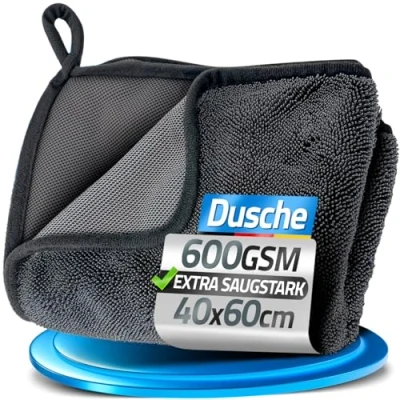 Abbildung von LOCO BIRD saugstarkes Trockentuch Dusche 600GSM 40x60 cm Fast Dry Microfaser Putztuch für Badezimmer Microfasertuch in grau Auto Trockentücher XXL Mikrofasertücher groß Simply Shiny Bath