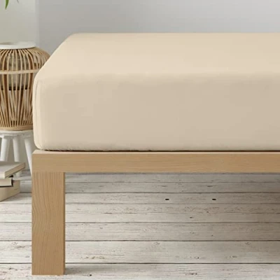 Abbildung von Degrees Home Collection Spannbettlaken 100% Polyester, Hochwertige Mikrofaser, Rundum Gummizug, Atmungsaktiv &amp; Pflegeleicht, Oeko Tex Standard 90 X 190 33 Beige