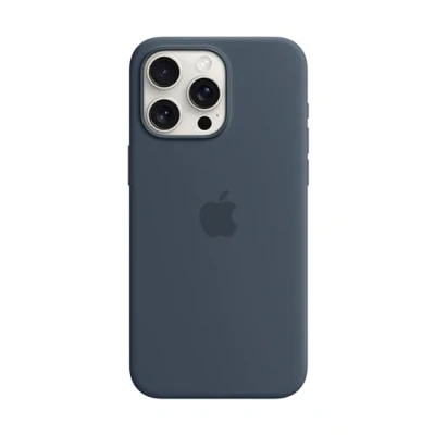 Abbildung von Apple MagSafe Silikon Back Cover Blau iPhone 15 Pro Max