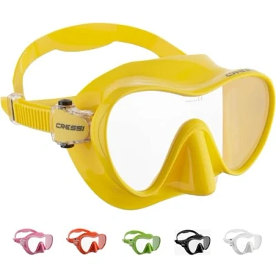 Abbildung von Cressi F1 Maske Rahmenlose zum Tauchen und Schnorcheln, Gelb, Einheitsgröße, Unisex Erwachsene