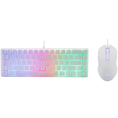 Abbildung von The G Lab Combo Hydrogen Gaming Tastatur, 60% kabelgebunden, RGB Hintergrundbeleuchtung, azerty, kompaktes Format + Maus RGB, 6 Tasten, 6200 DPI PC/PS4/PS5 Weiß