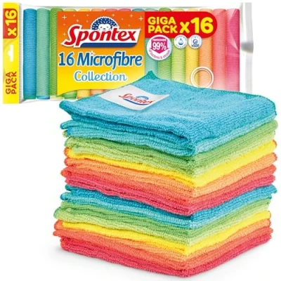 Abbildung von Spontex Mikrofaser Collection Reinigungstuch Bunte Mikrofasertücher für viele Einsatzgebiete 16 Stück