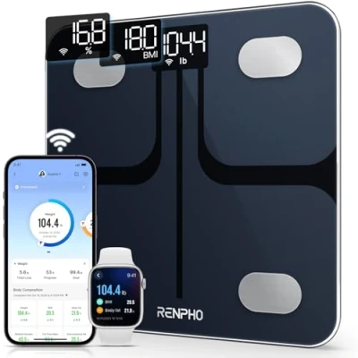 Abbildung von RENPHO Körperfettwaage Digital, Intelligente WLAN Smart Wage Bluetooth Personenwaage, Körperanalysewaage BMI Waage mit App für Fitness, Step On Technologie