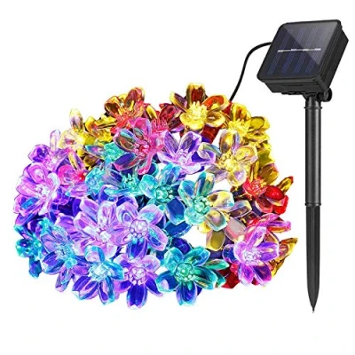 Abbildung von DIWUJI Solar Lichterketten Außen Garten, 7M 50 LED Blühen Blume Wasserdicht Power Dekor Festival Buntes Licht für Party Hochzeit Patio Weihnachten Dekoration (Mehrfarbig)