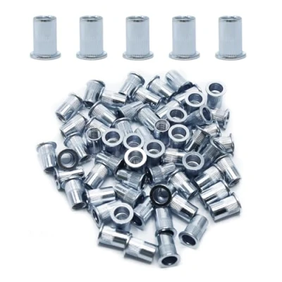 Abbildung von CCLIFE 60 Stück M12 Nietmuttern und Blindnietmuttern Set, 18mm x 22mm, verzinkter Kohlenstoffstahl Ideale Befestigung für Stahl, Glasfaser Kunststoff
