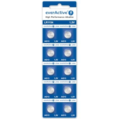 Abbildung von everActive AG13 1.5V, 10x Batterien, Alkaline, Mini, G13 LR1154 LR44, 4 Jahre Haltbarkeit, 10 Stück 1 Blisterkarte