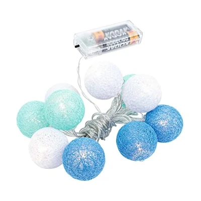 Abbildung von Ideen mit Herz Kugel Lichterkette 10 LEDs batteriebetrieben Baumwollkugeln in 3 Farben Ø35 mm je inkl. Timer (weiß, mint, hellblau)