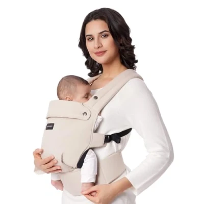 Abbildung von Momcozy Babytrage Ergonomisch, gemütlich und leichtgewichtig, geeignet für 3 20 kg, einfach anzulegen, ideal freihändiges Elterndasein, Khaki