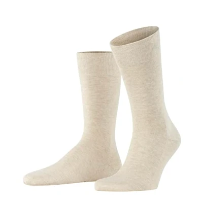 Abbildung von FALKE Herren Socken Family M SO nachhaltige Baumwolle einfarbig 1 Paar, Beige (Sand Melange 4650) neu umweltfreundlich, 39 42