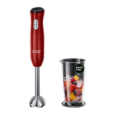 Abbildung von Russell Hobbs Stabmixer [Pürierstab] Desire Rot (2 Geschwindigkeitsstufen, spülmaschinengeeigneter Mix /Messbecher 700ml, BPA frei, Zerkleinerer für Smoothie, Suppen, Saucen, Babynahrung) 24690 56