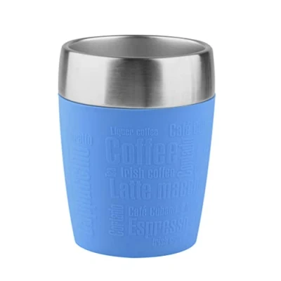 Abbildung von Emsa 514515 Isolier Trinkbecher, Mobil genießen, 200 ml, Dreh Trinkverschluss, Wasserblau, Travel Cup, 1 Stück (1er Pack)