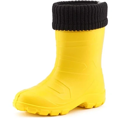 Abbildung von Ladeheid Kinder Mädchen Jungen federleichte Eva Thermo Gummistiefel gefüttert LA845KIDS (Gelb1/Schwarz, 35)