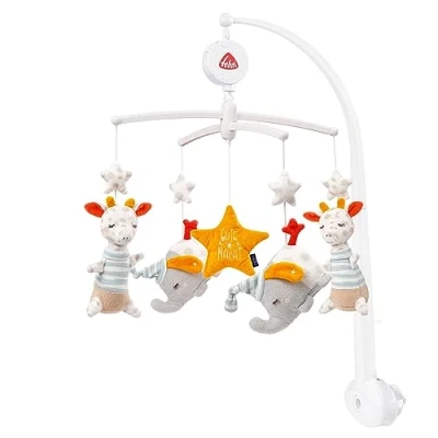 Abbildung von Fehn Musik Mobile Gute Nacht Baby Einschlafhilfe Musikspielzeug mit &quot;Glow in the dark&quot; Bestickung und &quot;Weißt du wieviel Sternlein&quot; Melodie Musikmobile Spieluhr Babymobile für Babys von 05 Monaten