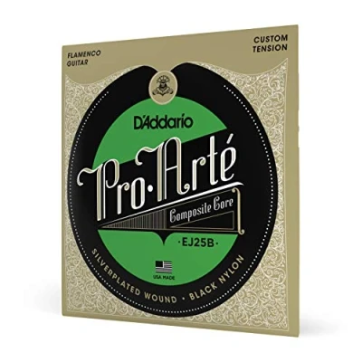 Abbildung von D&#039;Addario Gitarrensaiten Konzertgitarre Akustikgitarre Akustik Gitarre Saiten Classical Guitar Strings EJ25B Saitensatz Pro Arte Black Nylon Composite Flamenco