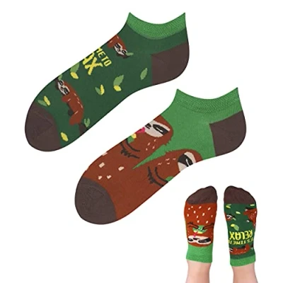 Abbildung von TODO Colours Lustige Socken mit Motiv Mehrfarbige, Bunte, Verrückte für die Lebensfreude (35 38, z LOW Faultier)