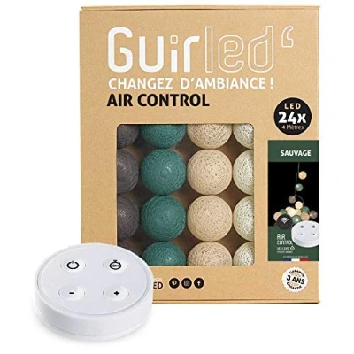 Abbildung von GuirLED LED Baumwollkugeln Lichterkette USB Drahtlose Fernbedienung Baby Nachtlicht 2h Dual 2A Netzteil enthalten 4 Intensitäten 24 Kugeln 2.4m Sauvage