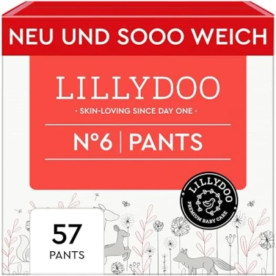 Abbildung von LILLYDOO Baby Windeln Pants Größe 6 (13+ kg), Halbmonatsbox (57 Höschenwindeln), Sicherer Auslaufschutz Hautfreundlich, Weich &amp; Ohne Lotionen für empfindliche Haut, Dermatologisch getestet