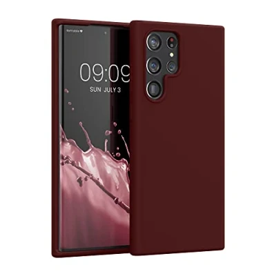 Abbildung von kwmobile Hülle kompatibel mit Samsung Galaxy S22 Ultra Silikon Handy Case Handyhülle weiche Oberfläche kabelloses Laden Bordeaux Violett