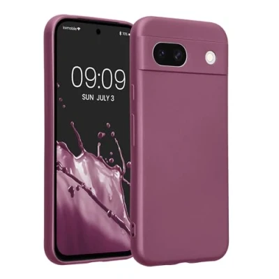 Abbildung von kwmobile Handyhülle kompatibel mit Google Pixel 8a Hülle weiche Silikon Case metallisch schimmernd in Metallic Lavendel