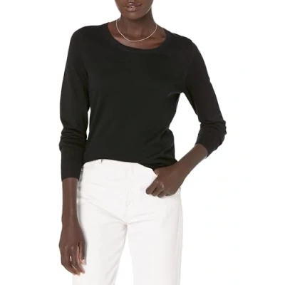 Abbildung von Amazon Essentials Damen Leichter, Langärmeliger Pullover Mit Rundhalsausschnitt (Erhältlich in Übergröße), Schwarz, XL