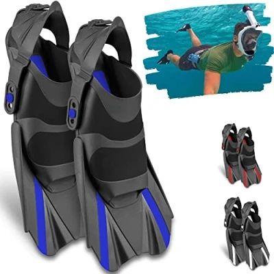 Abbildung von Khroom Kurze Flossen Erwachsene zum Schnorcheln Gr. 36 47 Verstellbare Kurzflossen Schnorchelflossen Made in Italy Premium Taucherflossen mit Umhängetasche Schwimmflossen (Rot, 41)