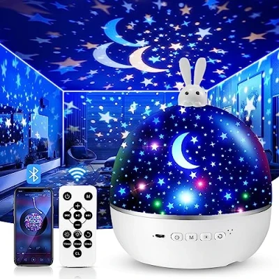 Abbildung von Night Light,Nachtlicht Sternenhimmel Projektor Kinder mit 15 Film,Nachtlicht Nachtlicht Baby,Spieluhr Baby Mädchen,Bluetooth Nachttischlampe Lampe Kinderzimmer Deko,Baby Geschenk Mädchen