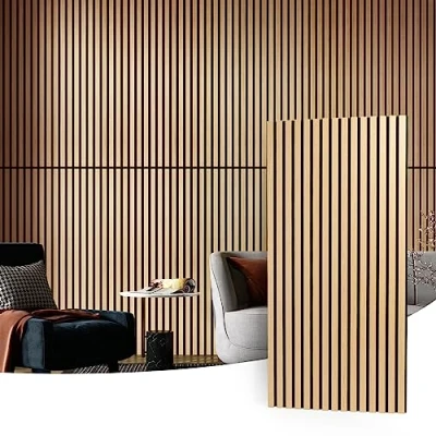 Abbildung von Art3d Akustikpaneele 60 x 120 cm MDF 2 Holz Akustikplatten 3D Wandpaneele Wand Decke schallabsorbierende Lamellenverkleidung dick Eich 1,44㎡