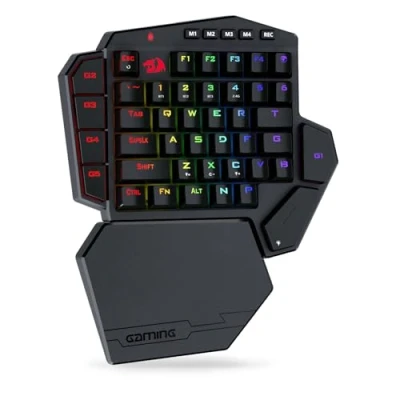 Abbildung von Redragon K585 PRO kabellose einhändige mechanische Tastatur, 42 Tasten, 3 Modus RGB 40% Gaming Tastatur mit 7 integrierten Makrotasten, abnehmbare Handgelenkstütze, langlebiger Akku (Blauer Schalter)