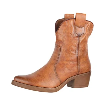 Abbildung von Elara Damen Stiefeletten Cowboy Boots Chunkyrayan 301 A31P Camel 39