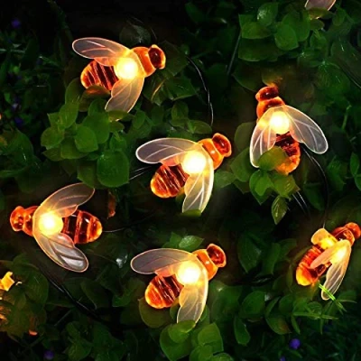 Abbildung von [50 LED] Solar Lichterkette aussen, Bienenlichterketten, 7M / 24Ft 8 Modi wasserdichte Außen/Innenbeleuchtung für Garten, Blume, Terrasse, Weihnachten, Hochzeiten, Partys (warmweiß)