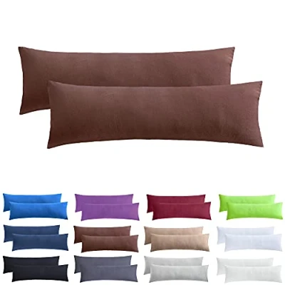 Abbildung von NatureMark 2er Pack Jersey Kissenbezug Kissenhülle Kissenbezüge Seitenschläferkissen Nackenkissen viele Größen und Farben ÖKO TEX (40 x 145 cm (Seitenschläfer/Stillkissenbezug), Schoko braun)