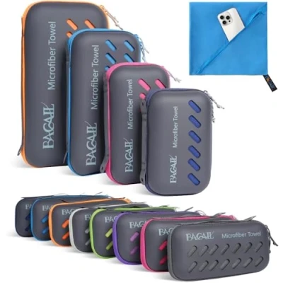 Abbildung von BAGAIL Mikrofaser Handtuch Kompakt, Ultra Leicht, Schnelltrocknend Microfaser Handtücher mit Atmungsaktive Eva Box Perfekte Sporthandtuch, Strandhandtuch, Reisehandtuch und Badehandtücher